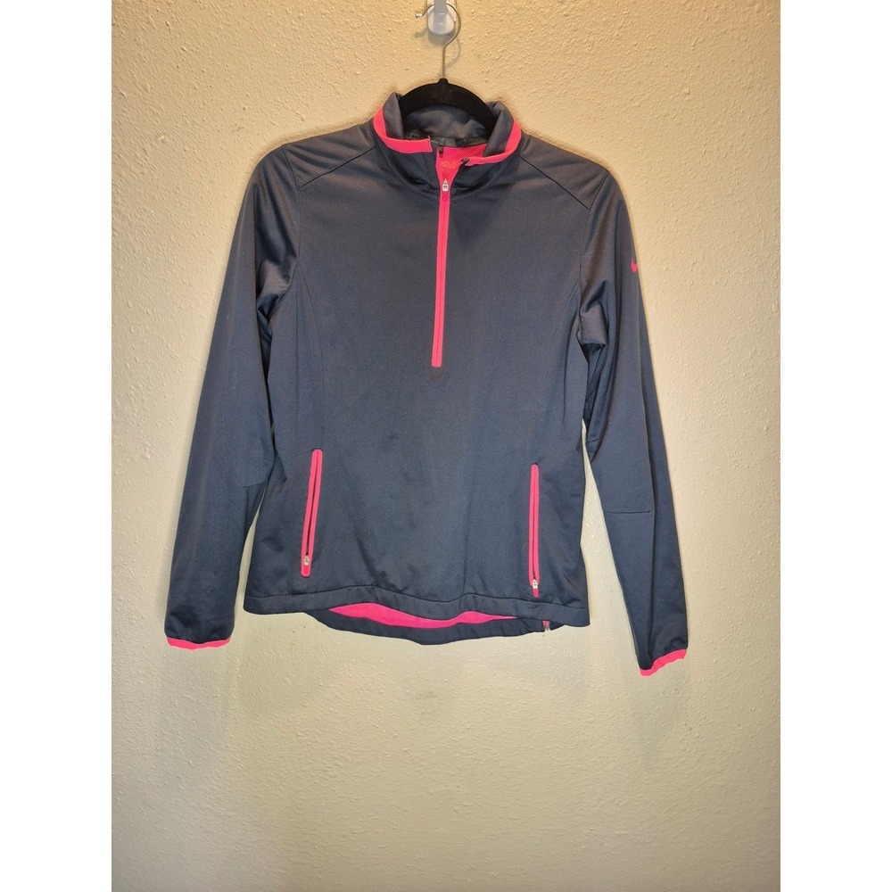 Nike Golf Womens Full Zip Jacket Grey Pink Mesh Lined 640562-008 Small